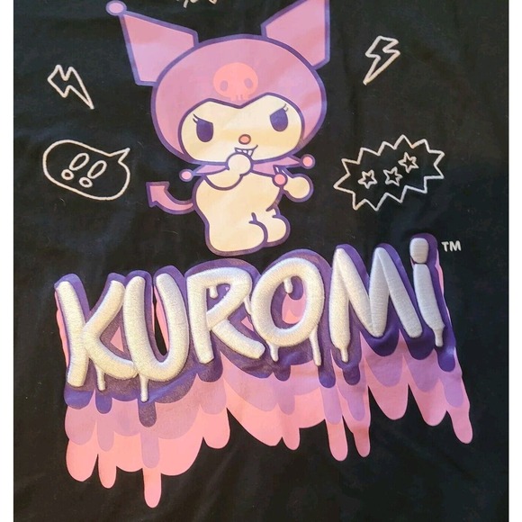 Hello Kitty Kuromi Graphic T-Shirt Women's Small Black Embroidered Forever 21 - Picture 6 of 6
